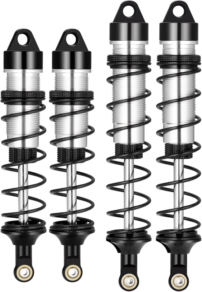 RC-schokdemper, verstelbare voor- en achterschokdemper voor 1/8 ARRMA Typhon 6S, Trax-ledge-aluminium, FS Racing JLB HSP LRP Hobao Hongnor DF Truggy (zwart voor- en achter)