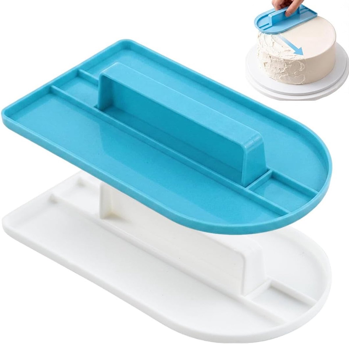 2 stuks fondant gladmakers set in blauw en wit - taartdecoratiegereedschap voor fondant, botercrème en glazuur