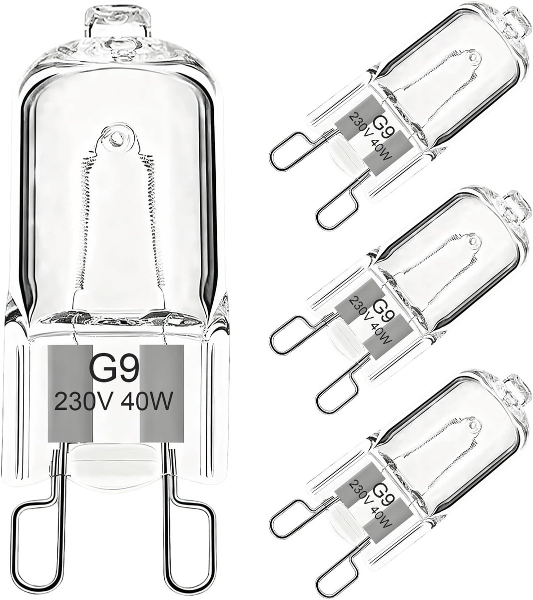 Halogeenlamp, 40 W, G9 ovenlamp 230 V, hittebestendige lamp tot 500 °C voor oven, magnetron, grill en keukenapparaten, heldere glazen kolf, 360 graden stralingshoek, G9 reservelampen