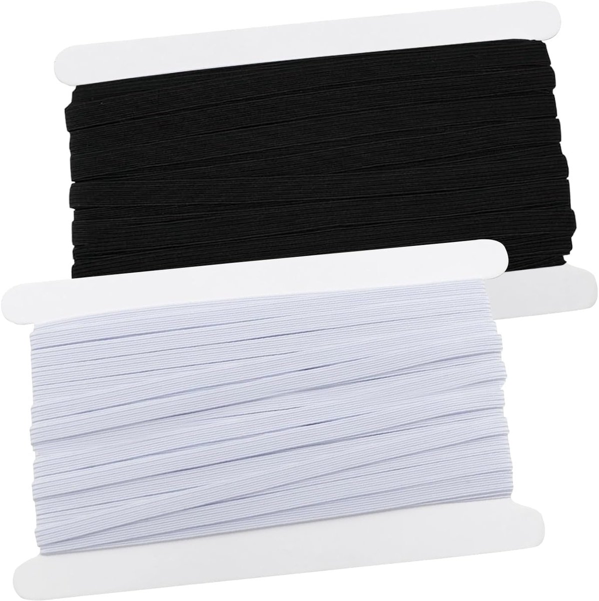 2 stuks 20 m elastiek, 6 mm breedte naai-elastische band, elastische stof, gebreide elastische spoel hoge elasticiteit voor kunst en ambachten, dressmaking, tailleband, pruik, doe-het-zelf