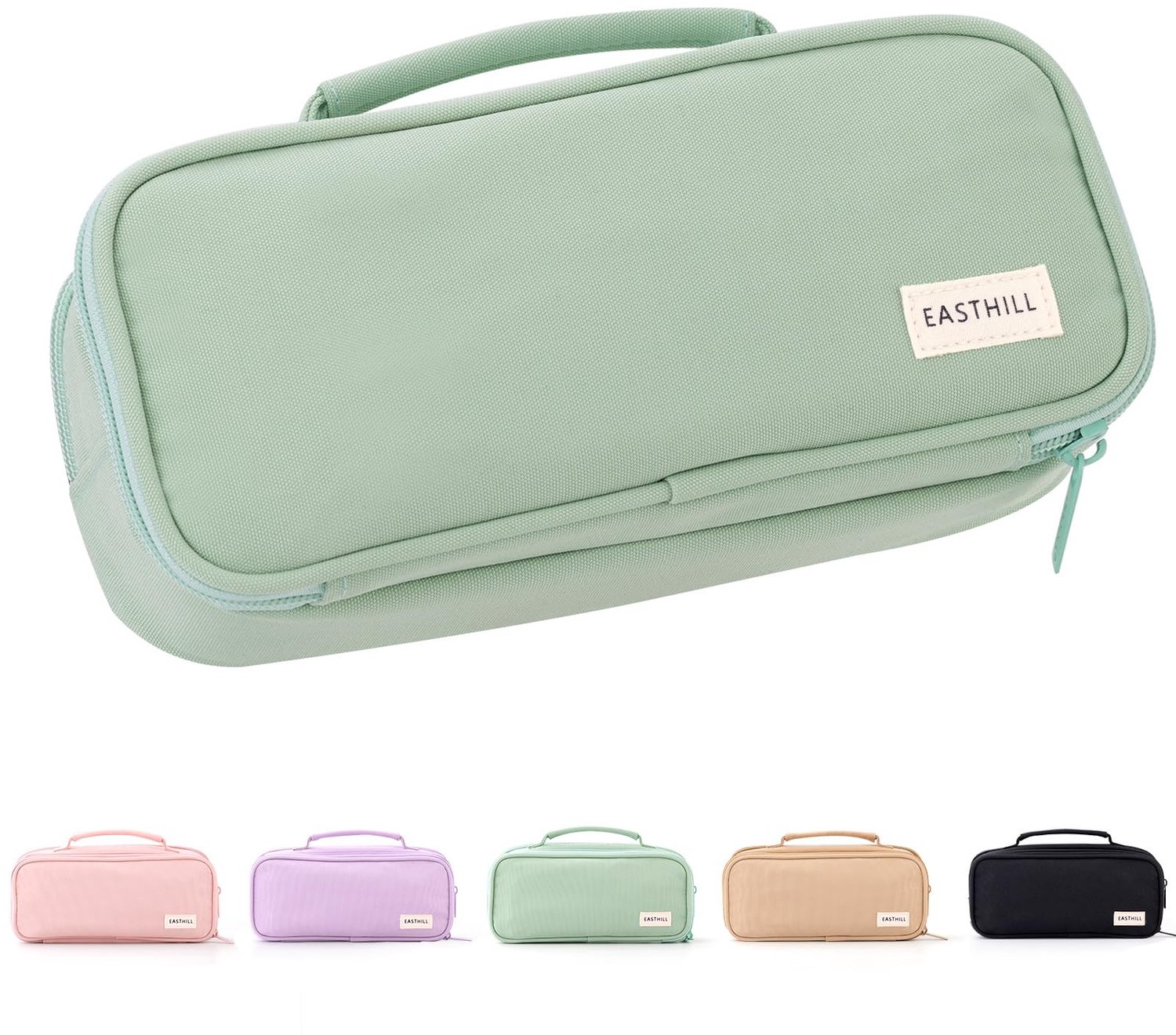 Pennenetui Ruim - Canvas Organizer met Handvat - Voor School Meisjes - Groen