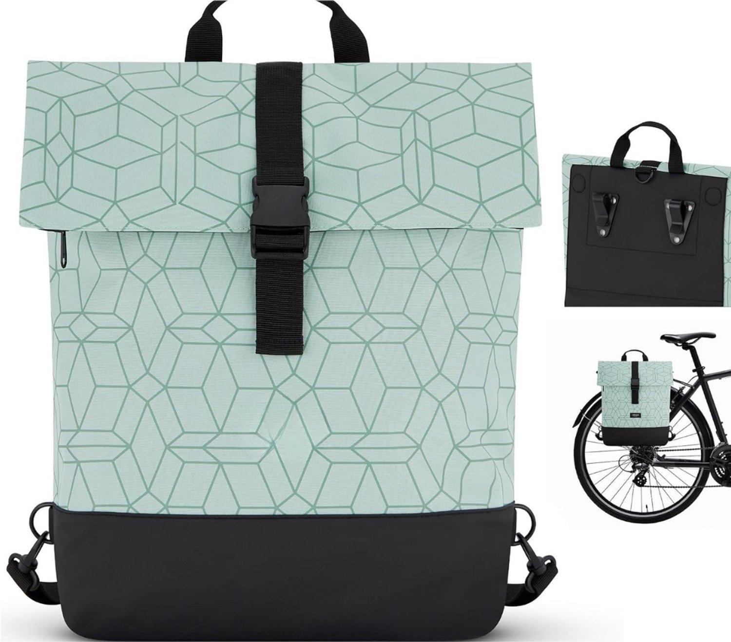 KLS® Fietstas - Fietstassen - Fietstas Rugzak - Lichtblauw/Zwart - 30cm x 15cm x 38cm