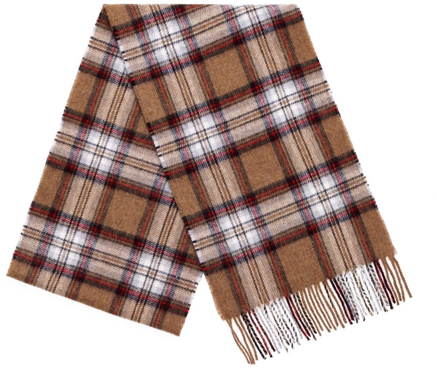 Sjaal Tartan Camel Stewart - Merino Lamswol - 25 x 190 - Bronte by Moon