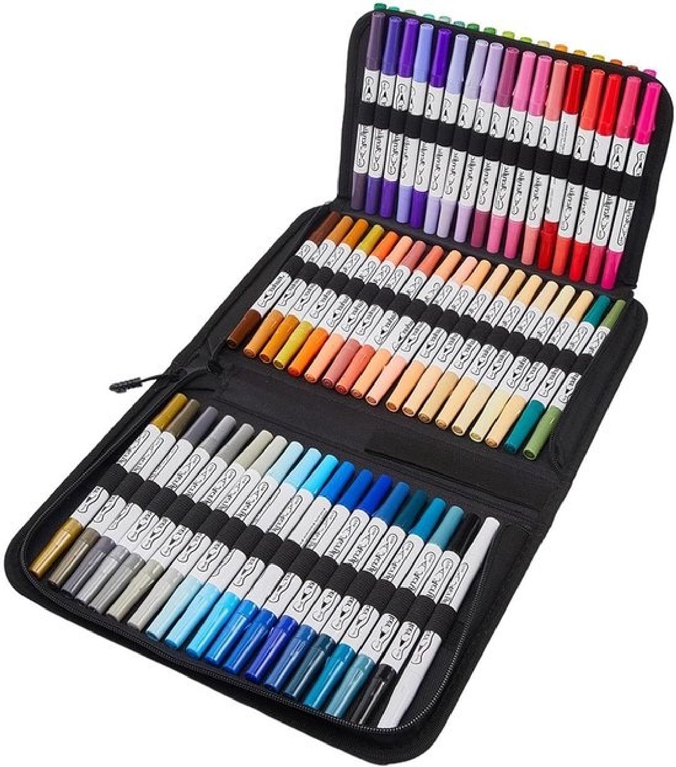 Acrylverfpennenset - Schilderstiften en markers - Creatief schilderen - Dubbelpuntontwerp - 72 kleuren - Wit