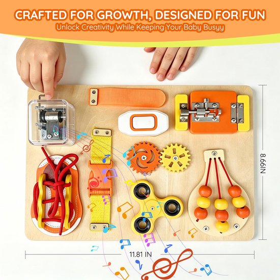 Montessori Busy Board – Houten Baby Speelgoed - Sensorisch en Motoriek Speelgoed voor Kinderen - Educatief Activiteitenbord — afbeelding 2