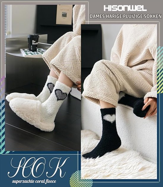 5 Pack Fluffy Huissokken - Warme Fleece Sokken - Huissokken Dames - Gevoerde Sokken - Slaapsokken - Dikke - cadeau voor verjaardagen, Kerstmis, Valentijnsdag, Moederdag en Nieuwjaar — cadeau in Mode & Accessoires - foto 3