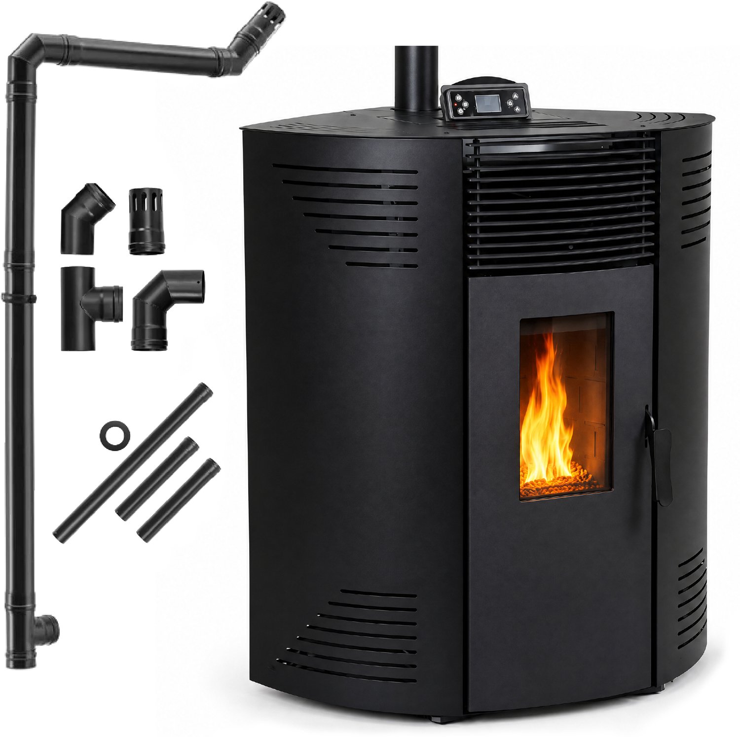 THUNDER DYLAN Pelletkachel - 10,6 kW - Hoekmodel - Wifi - 120 m²
