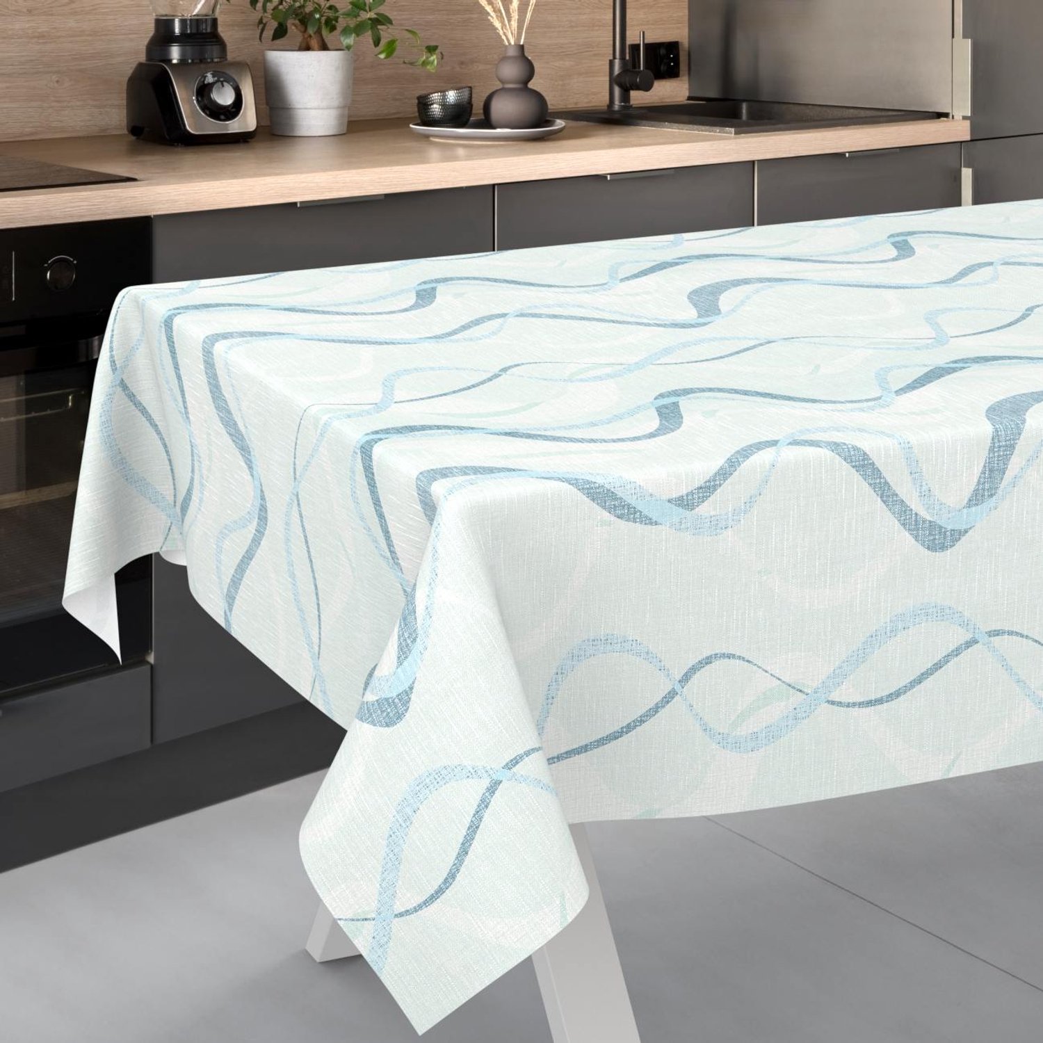 ANRO Tafelzeil op rol Blauw 140cm x 20m – Afwasbaar Tafelkleed Rechte rand Op maat te knippen