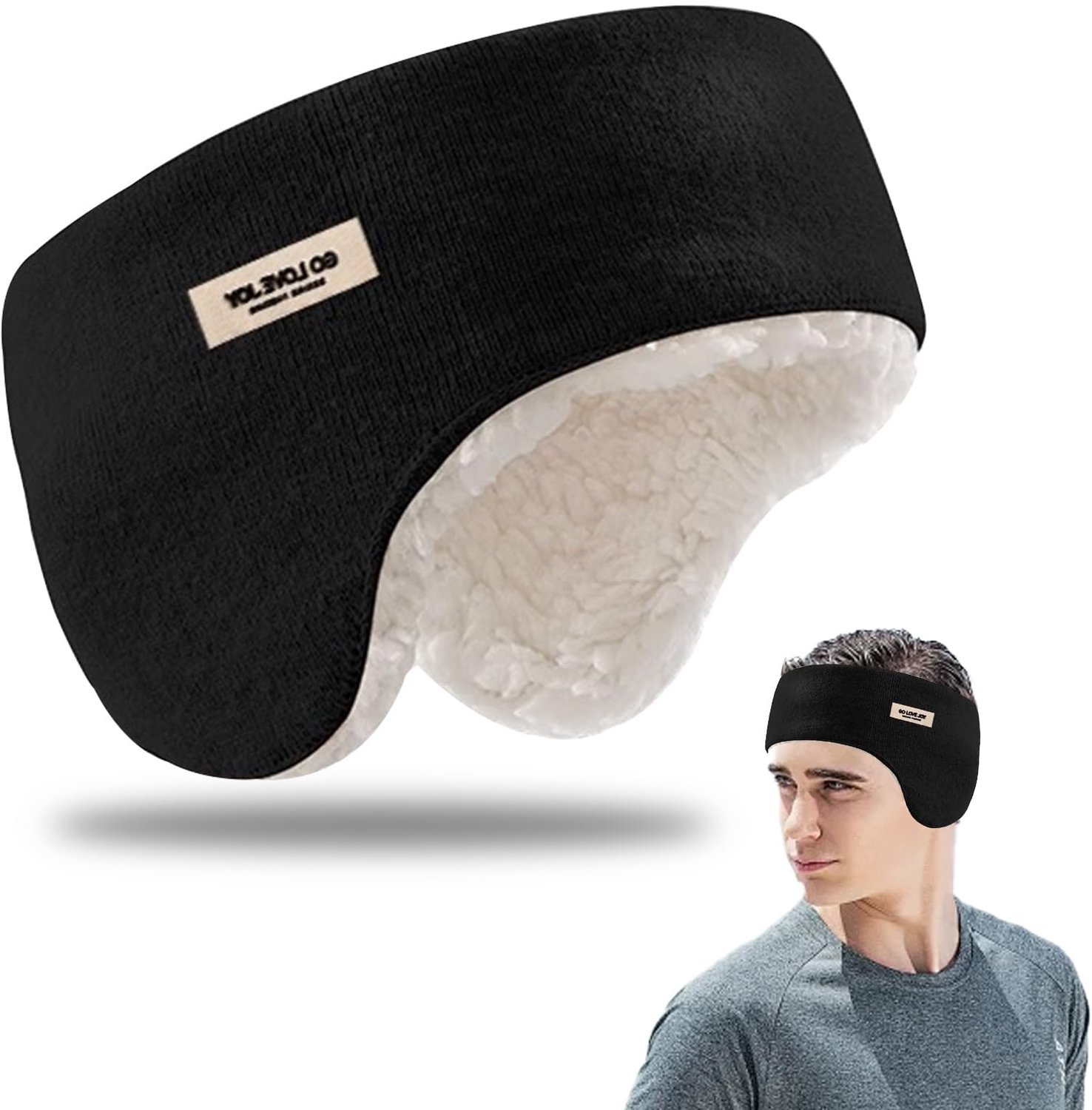 Oorwarmers Unisex - Warme Fleece Oorbescherming met Hoofdband - Zwart - Voor Hardlopen, Skiën, Fietsen en Outdoor