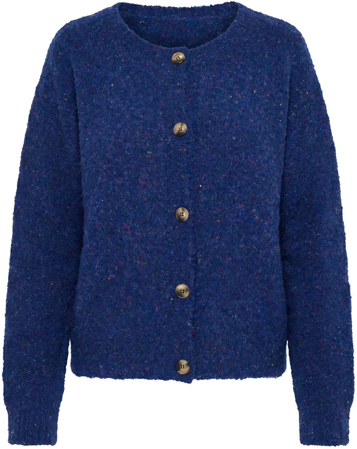 Ulla Popken - Dames - Vest noppengaren ronde hals lange mouwen - Kobaltblauw - Maat 50+