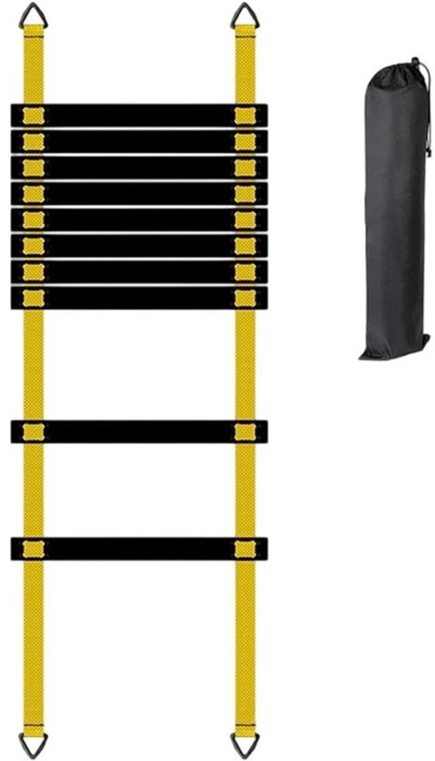 Agility Ladder - Voetbal Trainingsladder - Verbeteren Voetwerk - Verstelbare Afstand - 5 meter - Geel