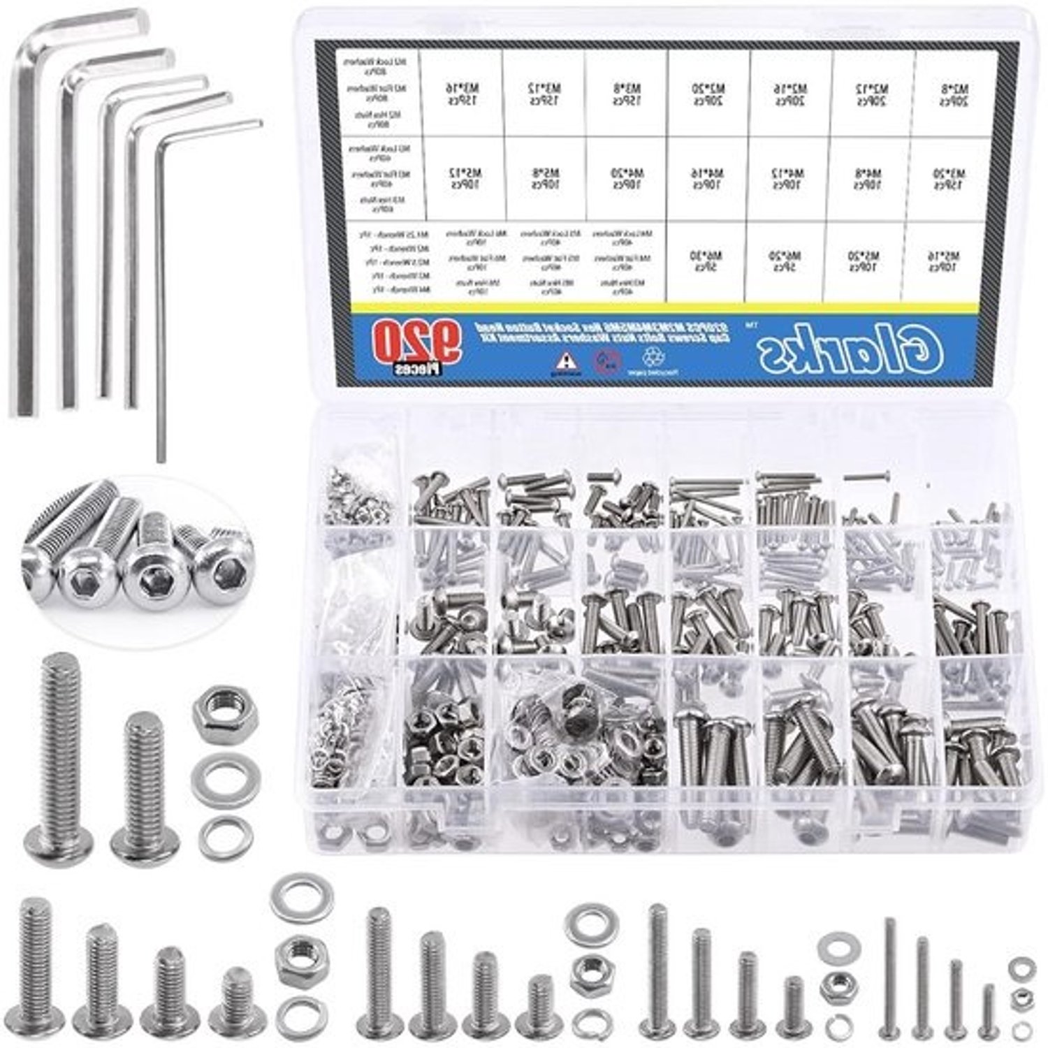 Schroeven Moeren Set - Bevestigingsmateriaal Kit - Apparaten Reparatie - 304 Roestvrij Staal - M2 M3 M4 M5 M6 - Zilver