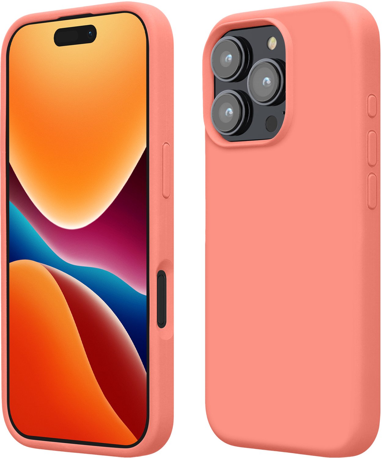 kwmobile telefoonhoesje geschikt voor Apple iPhone 16 Pro - Hoesje met siliconen coating - Smartphone case in Perzikkoraal