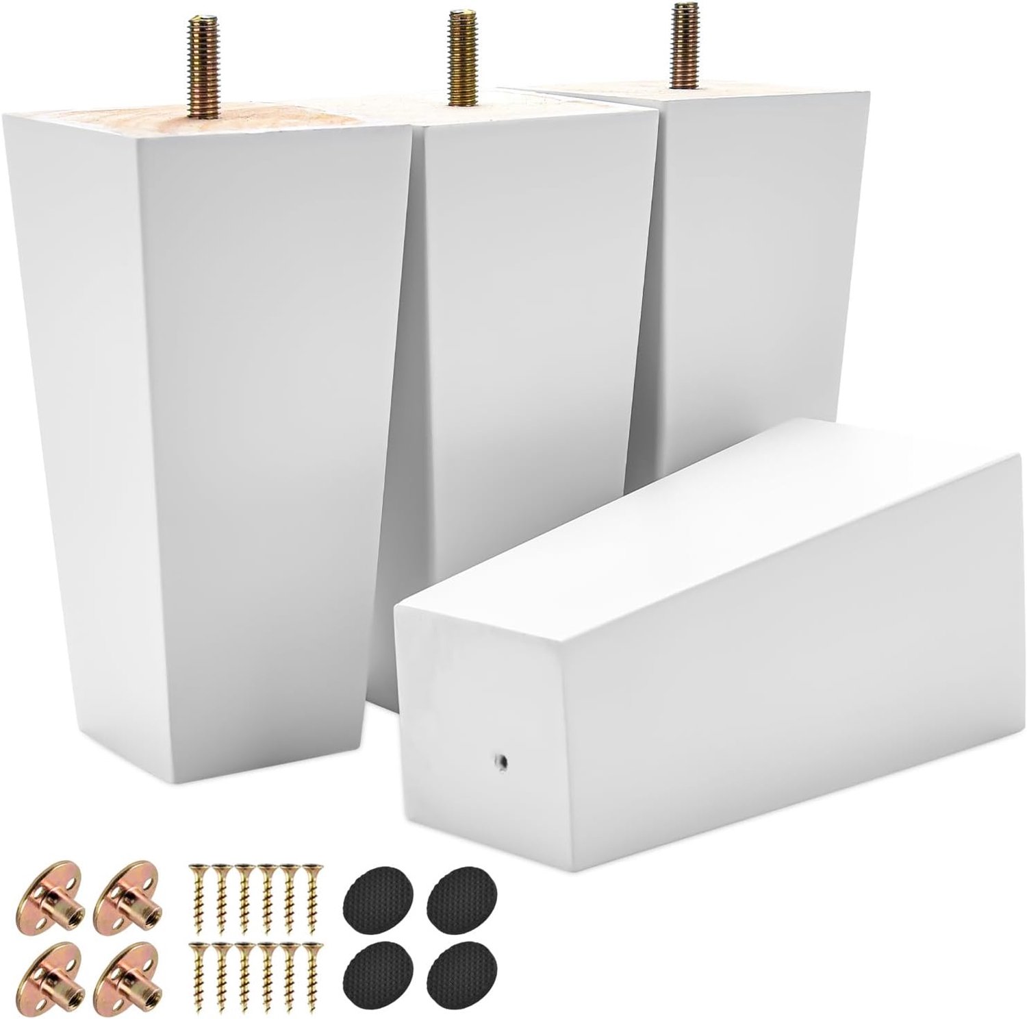 Vervangende meubelpoten 10 cm - witte massief houten piramide - verhoogt uw meubels - ShopVlot