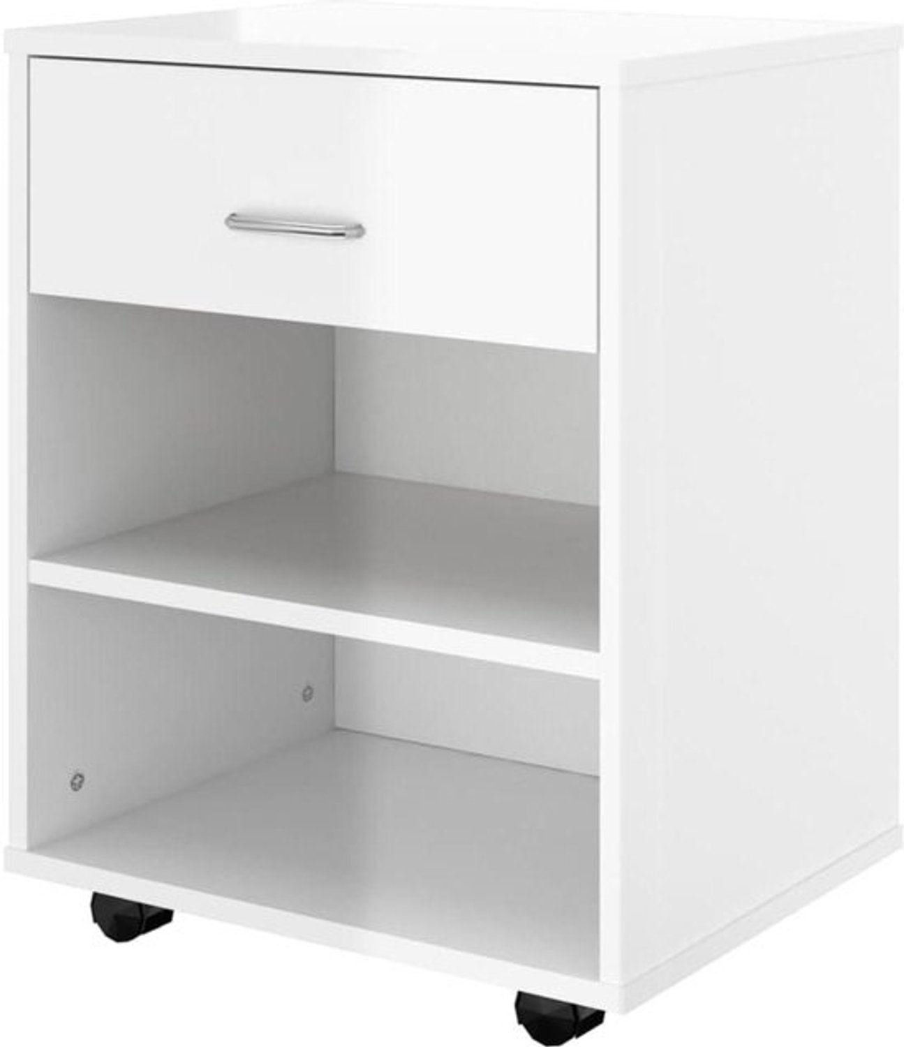 Rolbare Kast - Opbergkast Bureau - Thuiswerkplek - Verrijdbaar met 2 blokkeerbare wielen - 46x36x59 cm - Hoogglans Wit