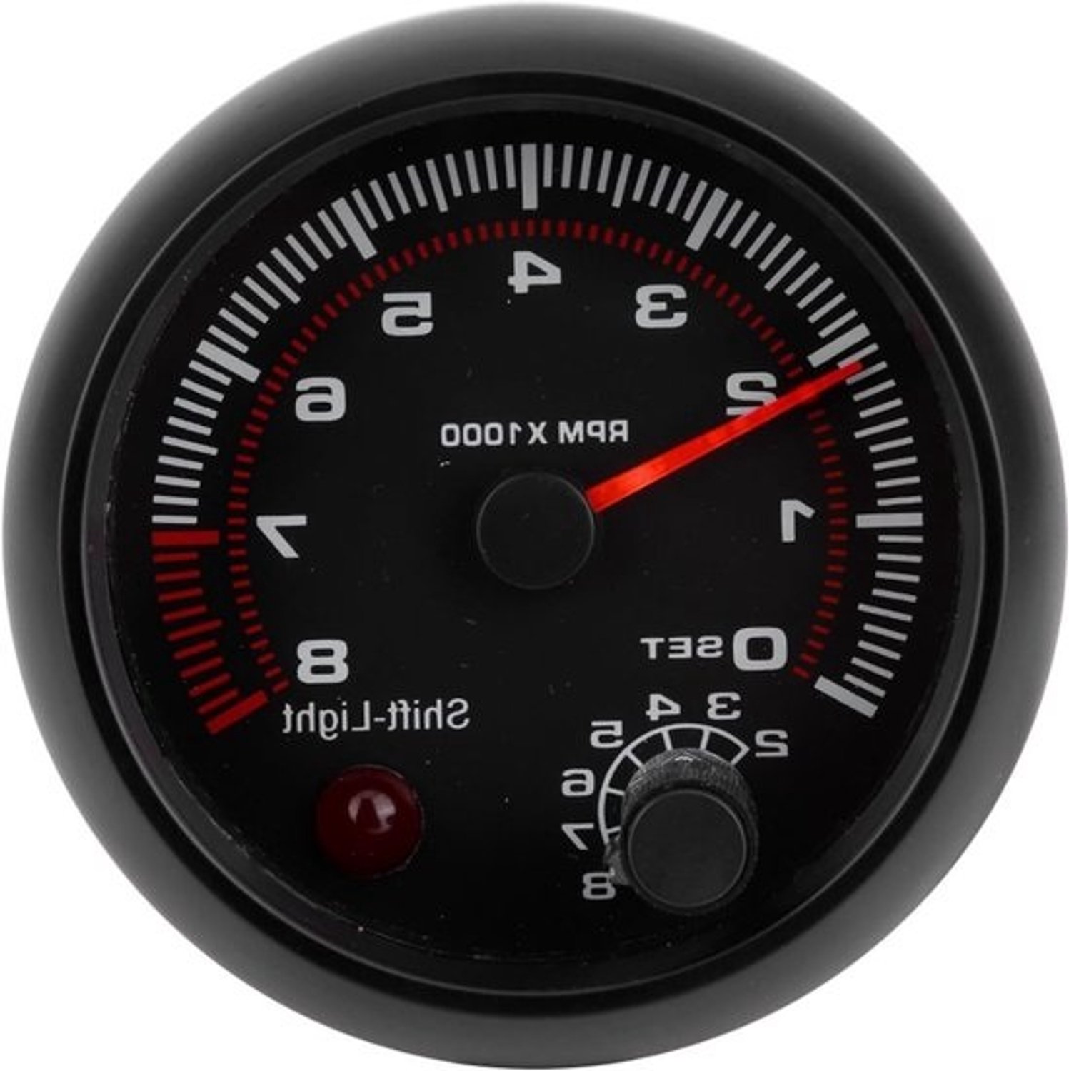 Zwarte race tachometer voor auto's, 0-8000 rpm, 12 V, geschikt voor benzinevoertuigen en 4-8 cilinder motoren, nauwkeurige metingen en eenvoudig te installeren