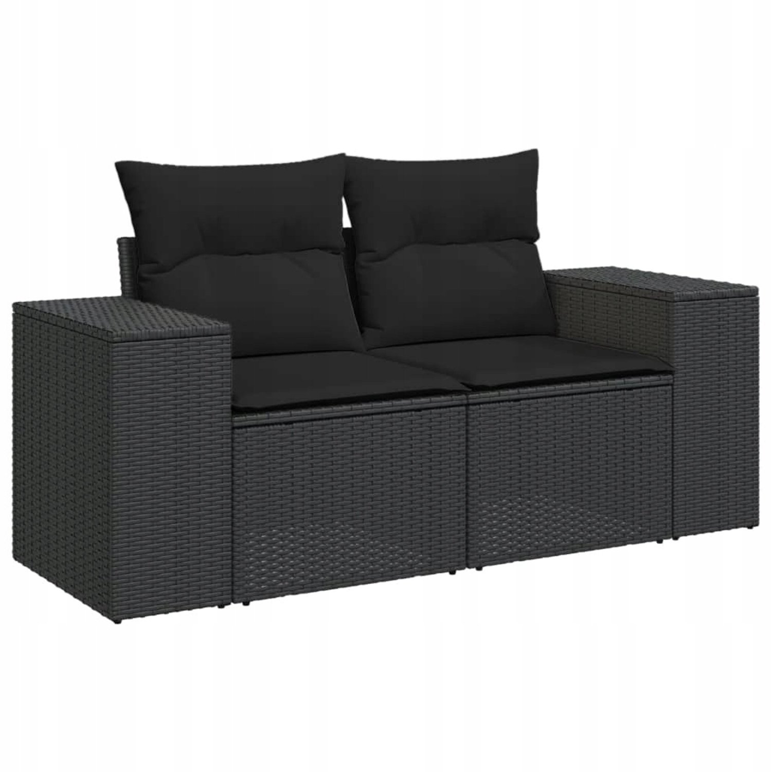 Moderne Loungeset Tuinbank met Opbergruimte - Zwart Technorattan