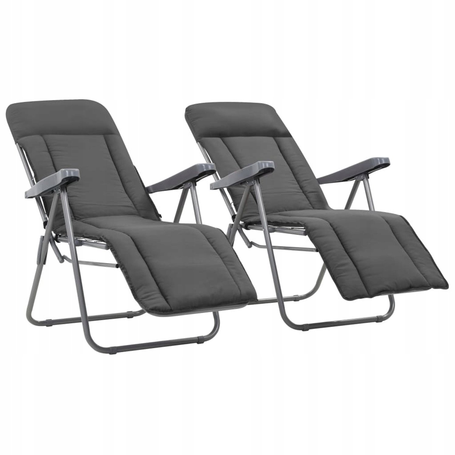 2x Luxe Verstelbare Tuinstoelen met Kussens - Grijs