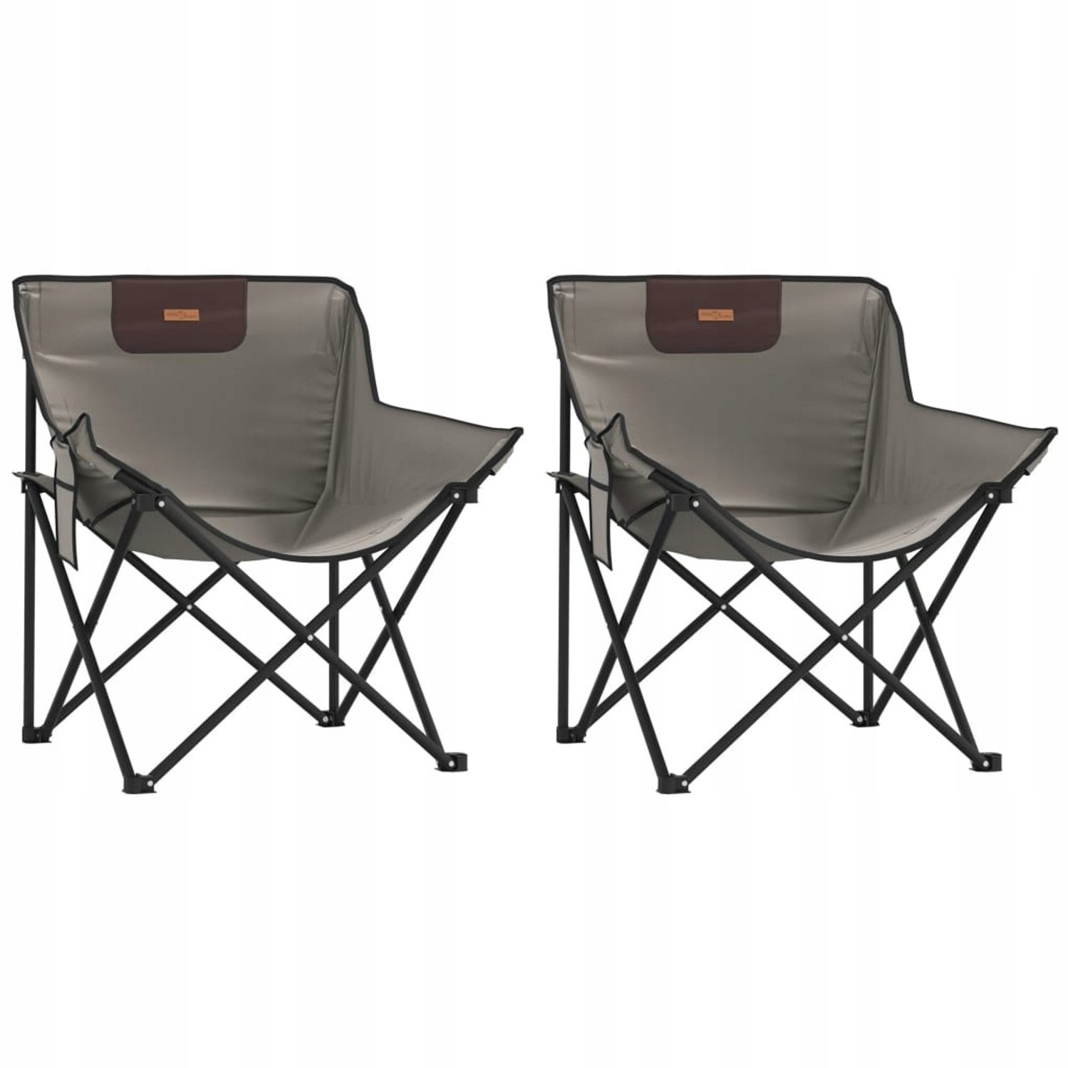 Set van 2 Grijze Opvouwbare Campingstoelen met Zijvak