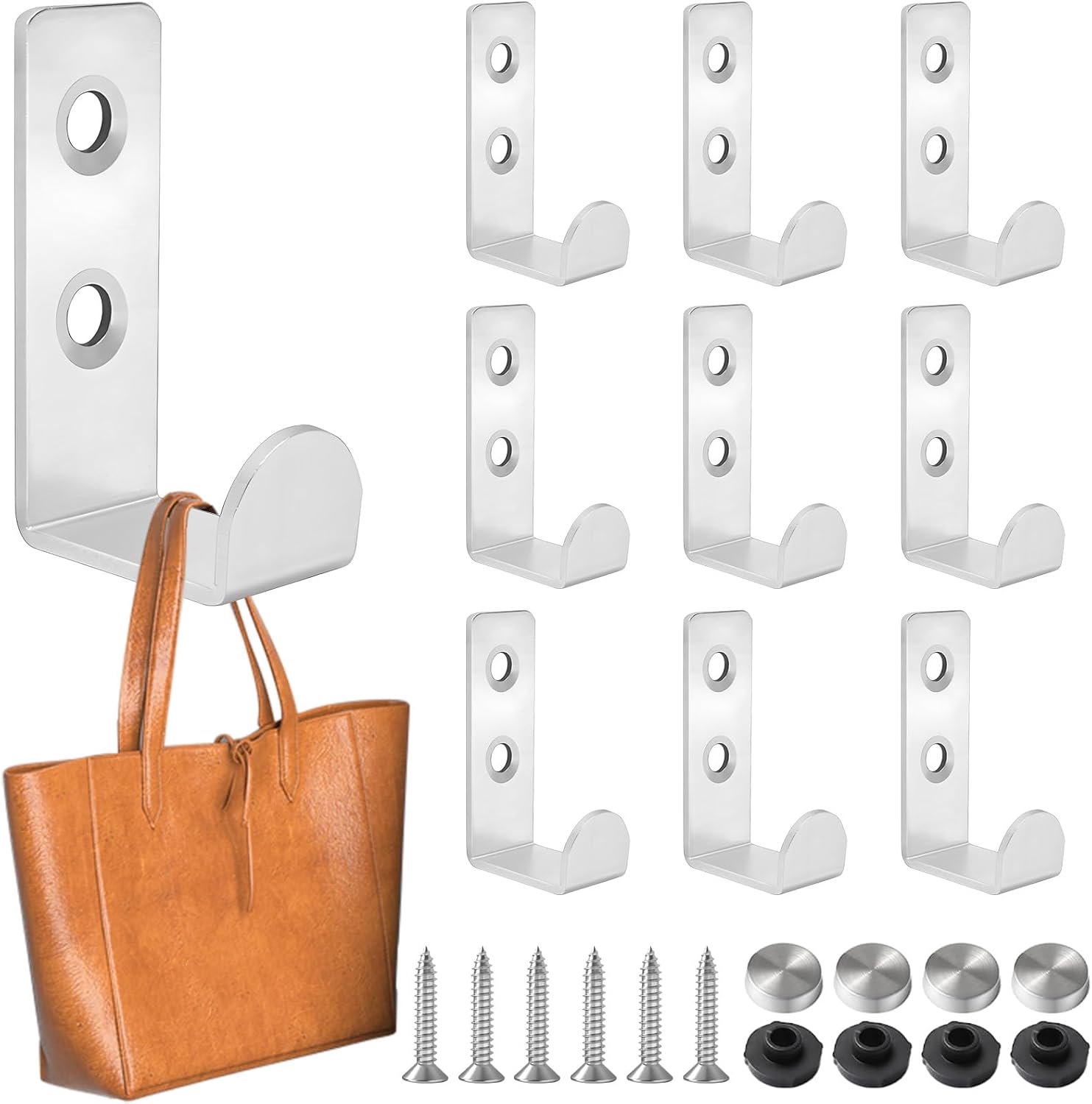 Wandhaken 10 Stuks Wit - L-vormige Metalen Haken - Inclusief Bevestigingsmateriaal - Ideaal voor Kleding en Accessoires - ShopVlot