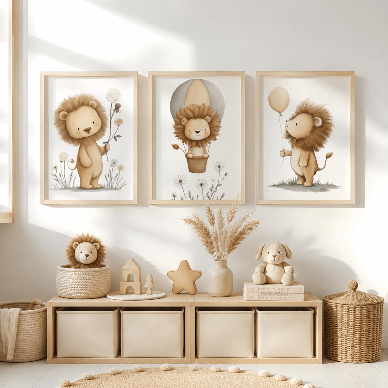 Generisch Kinderkamerposterset, babykamer, wandafbeeldingen voor jongens en meisjes, aquareldieren, vliegtuig - ShopVlot
