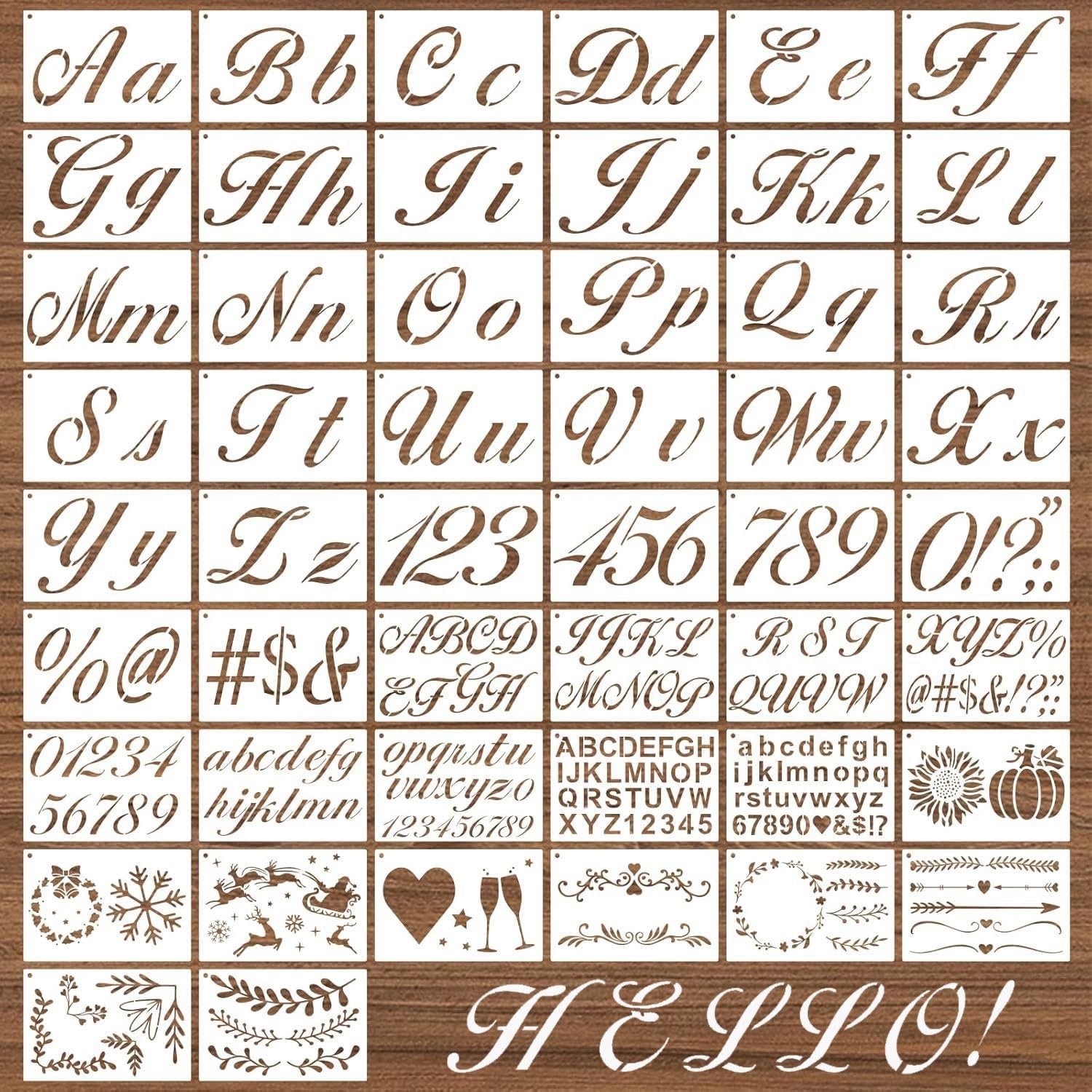 Lettertemplates 50 stuks - 21 x 14 cm - plastic - herbruikbaar voor schilderen en knutselen - Vemera