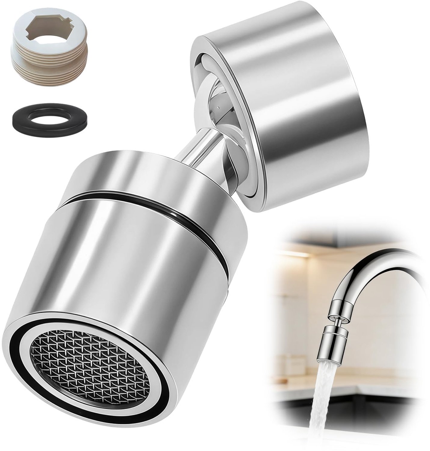 SnelShoppen - 360° Draaibare Kraanbeluchter Keuken & Badkamer - Universeel Kraanopzetstuk voor M22/M24 Wastafelarmaturen - Efficiënt Watergebruik & Ge