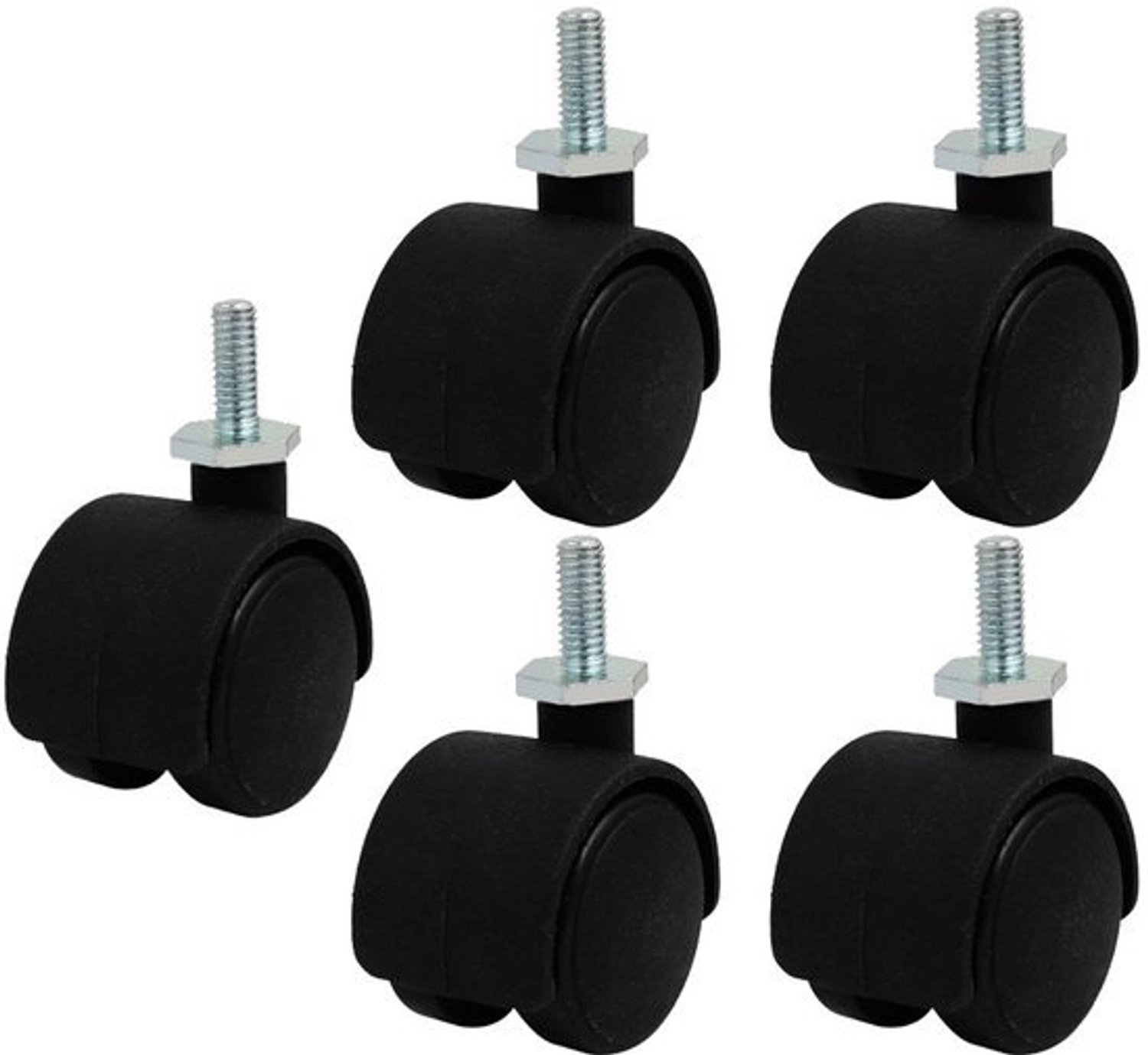 Nylon Zwenkwielen - Stuurbevestiging Roterend - Materiaal Transport - M6 Schroefdraad - 12 Inch Wiel - Zwart