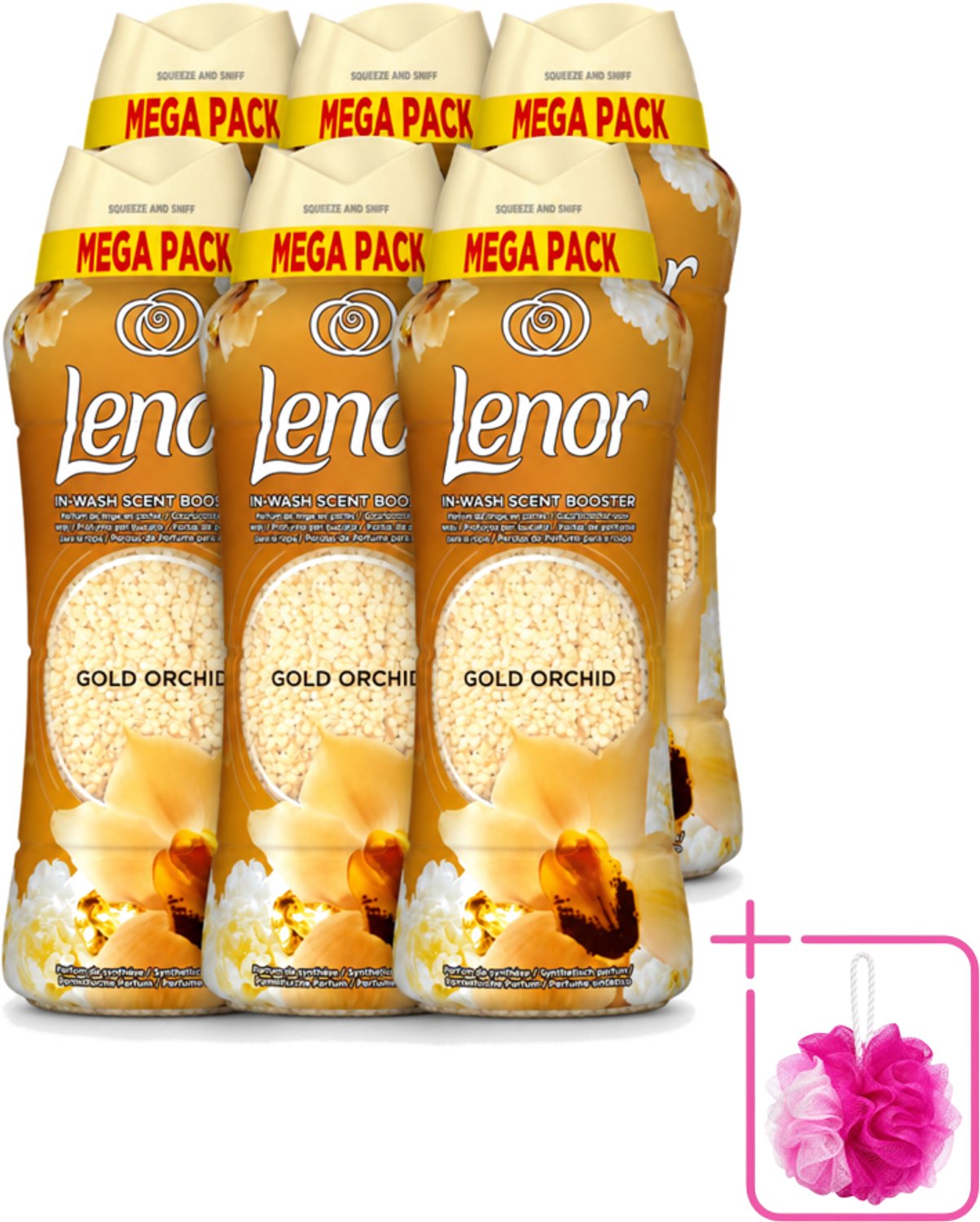 6 x Lenor – Geurparels – Gouden Orchidee – 570 g - Bulkverpakking - Geurparel - Douchemop - Wasgeur