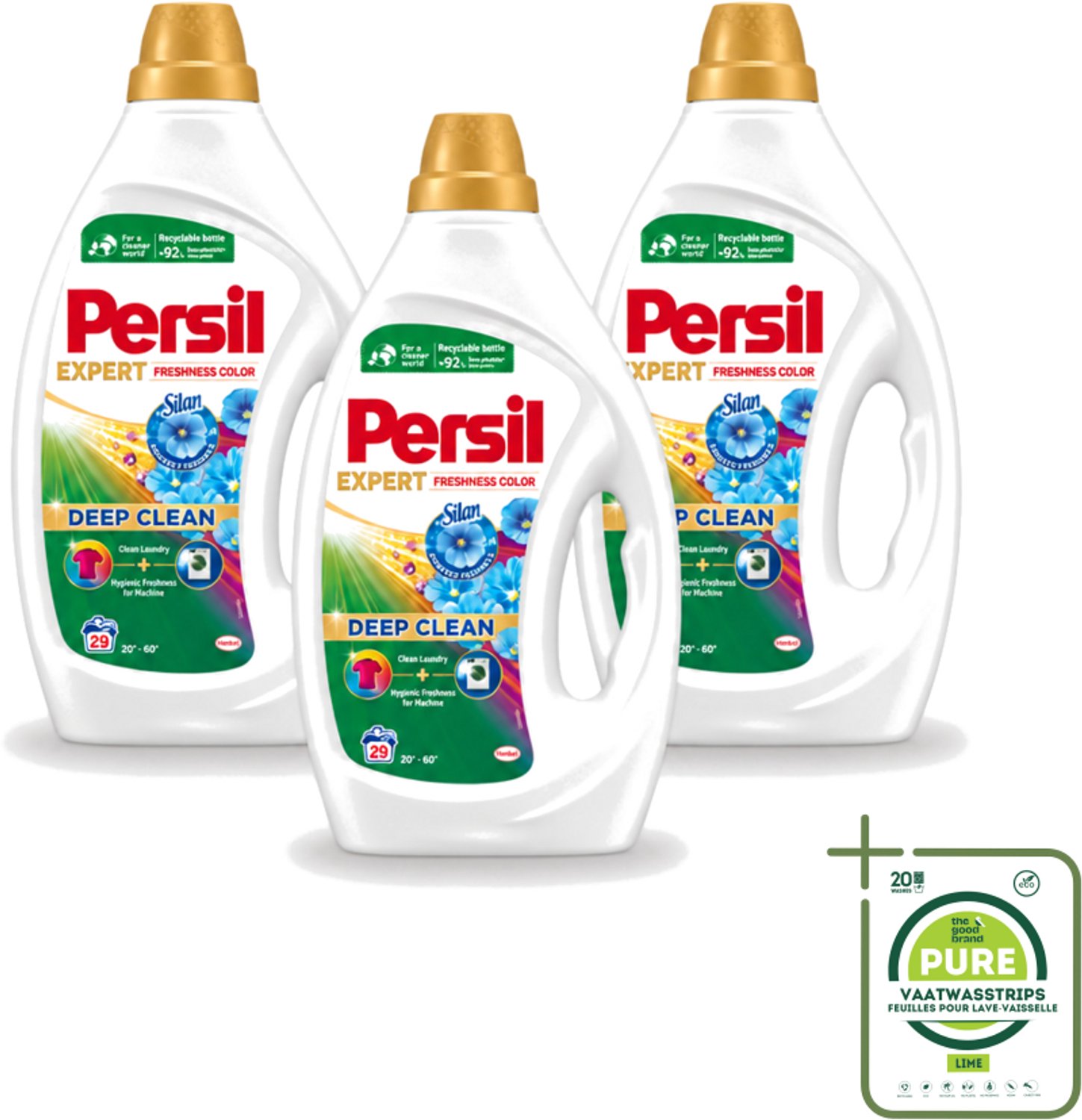 3 x Persil Expert - Vloeibaar wasmiddel - Gekleurde Was - Silan Boosted Freshness - 29 Wasbeurten - Grootverpakking - Vaatwasstrips - Gekleurde Was - Vloeibaar Wasmiddel - Freshness By Silan - Wasbeurten - Frisse Geur