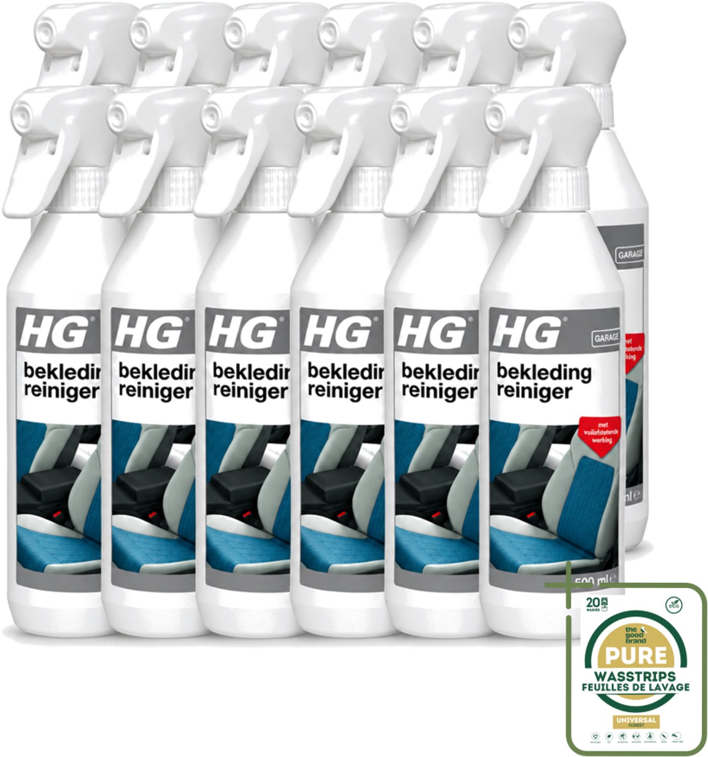 12 x HG - Garage - Bekledingreiniger - Met Vuilafstotende Werking - 500 ml - Bekleding Reinigen - Vlekken Verwijderen - Vuilafstotend - Auto Bekleding Reinigen - Caravan Bekleding Reinigen
