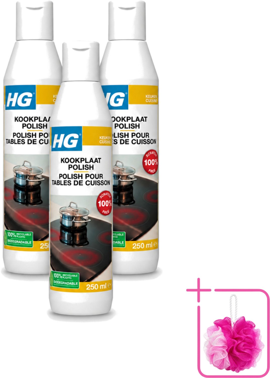 3 x HG - Kookplaatreiniger Polish - Verwijdert Veilig & Effectief Vuil - Beschermende Glans - 250 ml - Bulkverpakking - Kookplaat reinigen - Vet verwijderen