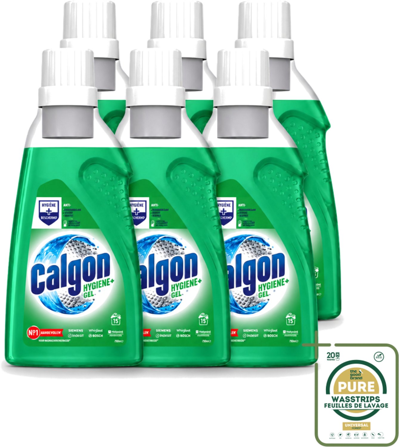 6 x Calgon – Wasmachinereiniger Gel – Hygiene+ – 750 ml - Wasstrips - Wasmachinereiniger - Kalkpreventie - Wasmachine Hygiëne - Wasmachine Onderhoud - Geuren In Wasmachine