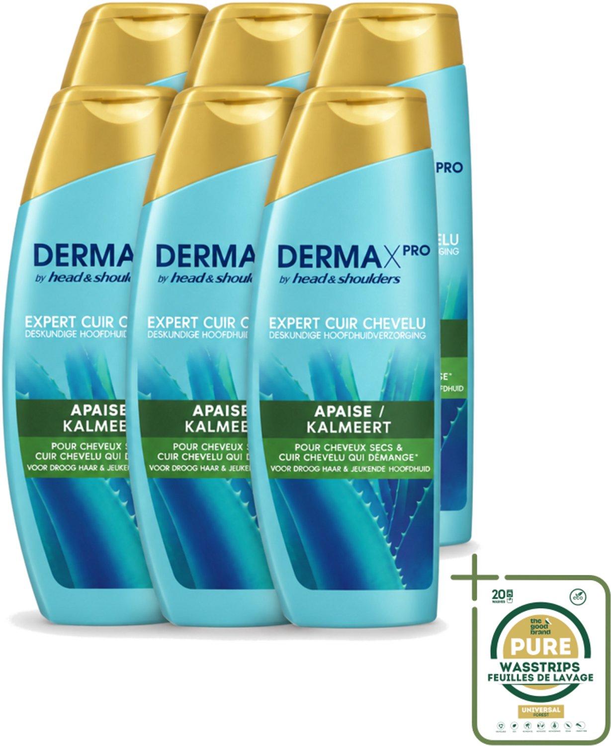 6 x Head & Shoulders - Shampoo - DermaXpro - Kalmeert - 225ml - Wasstrips - Kalmerend Shampoo - Anti-roos Shampoo - Droge Hoofdhuid - Jeukende Hoofdhuid - Roosverzorging