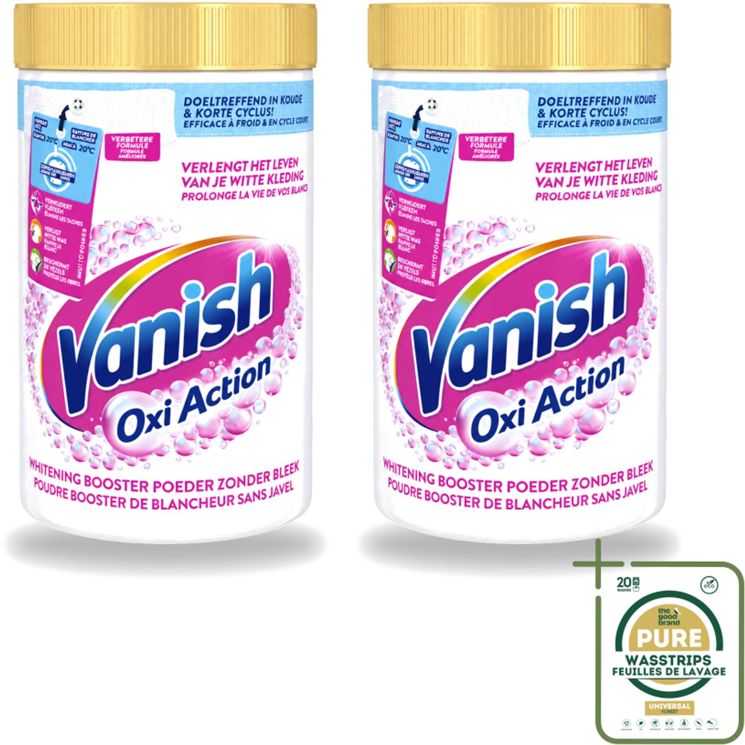 2 x Vanish Oxi Action - Vlekkenverwijderaar Poeder - Zonder Bleek - Witte Was - 1.5 Kg - Wasstrips - Vlekkenverwijderaar - Witte Was - Bleekvrije Was - Wasmiddel - Kleding Reinigen