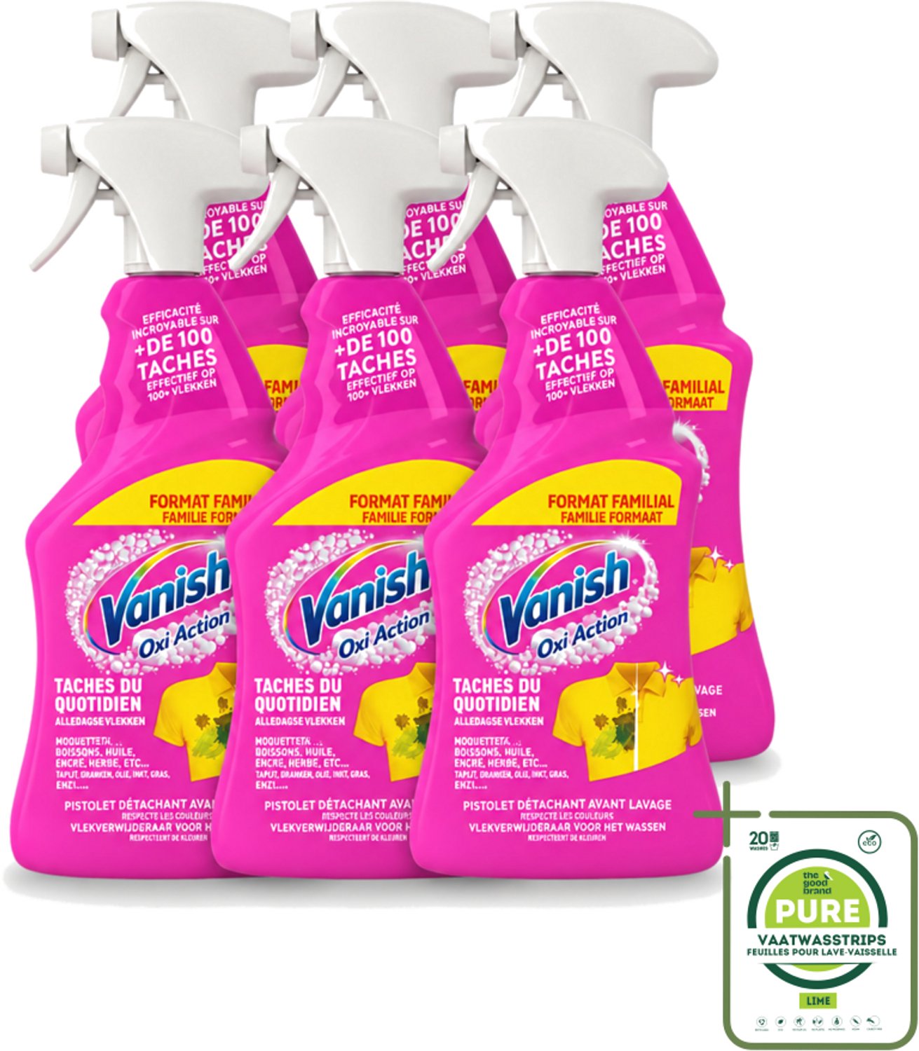 6 x Vanish – Vlekverwijderaar Spray – Oxi Action 4-in-1 – 940 ml - Grootverpakking - Vaatwasstrips - Vlekverwijderaar - Wasmiddel - Vlekken Verwijderen - Kleurverlies Voorkomen - Vetvlekken Verwijderen