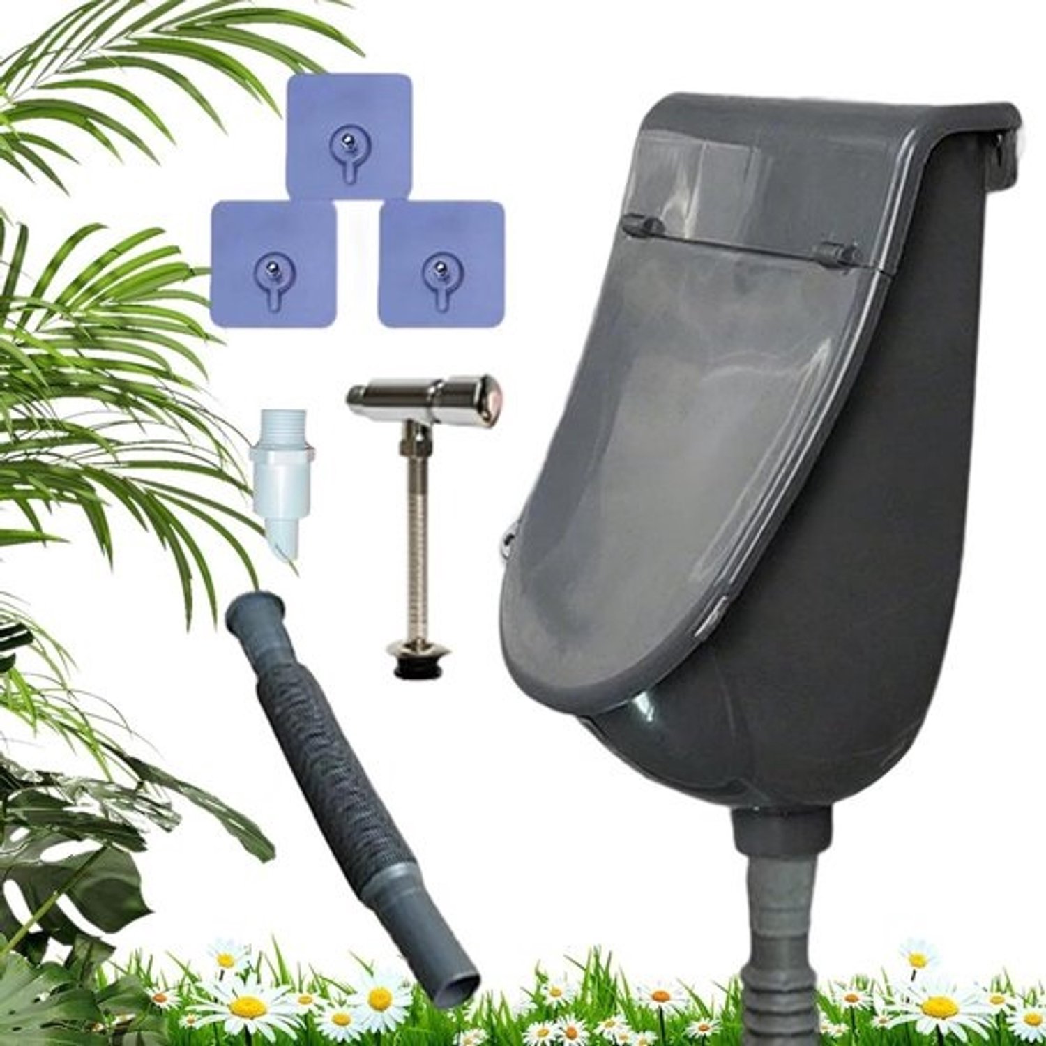 Draagbaar Urinoir - Mobiel Toilet - Ruimte Besparen - Geurremmend Ontwerp - 30cm Breed - Grijs