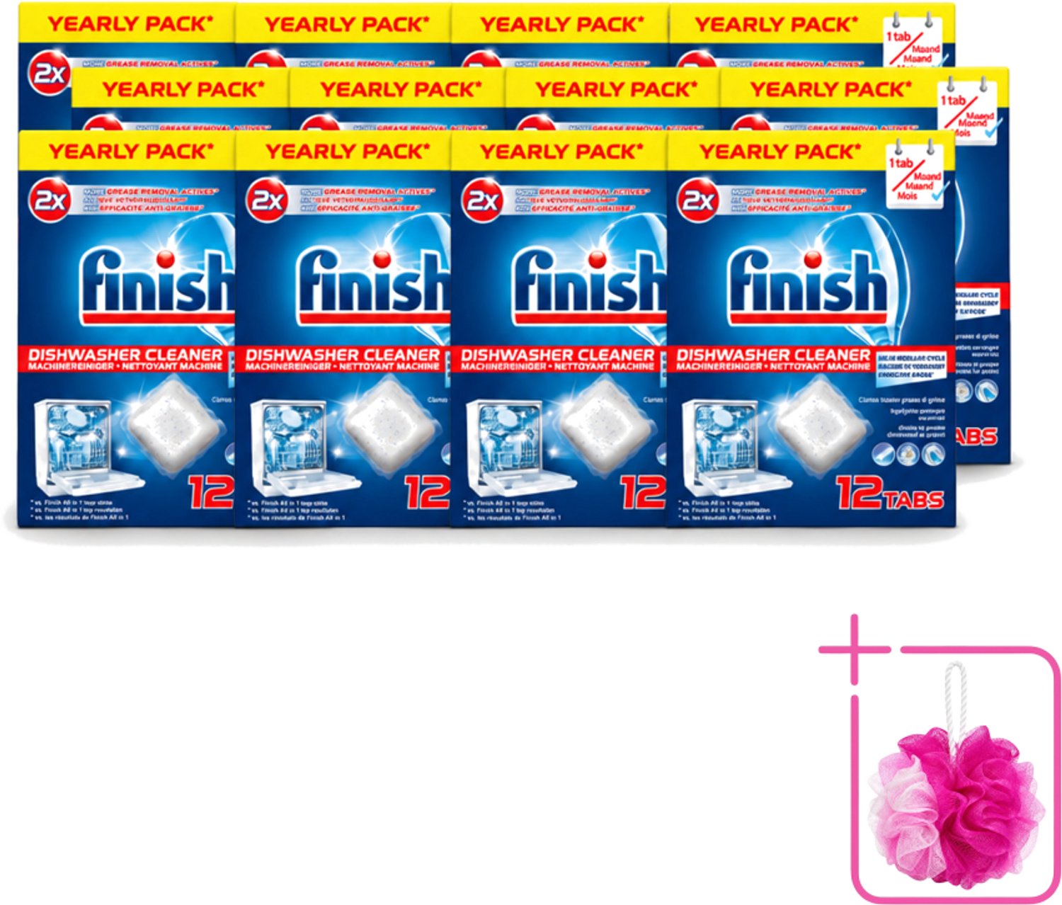 12 x Finish - Vaatwasmachinereiniger - Anti-Vet & Anti-Vuil - 12 Tabletten - Bulkverpakking - Vaatwasmachinereiniger - Douchemop - Vet en vuil verwijderen