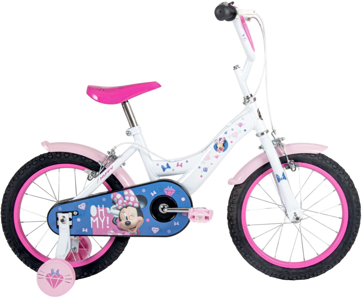Disney Minnie Kinderfiets - Meisjes - 16 inch - Wit Roze - Twee handremmen