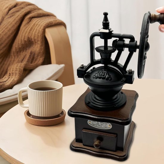 Vintage Handmatige Koffiemolen van Hout - Compacte Koffiebonen Grinder voor French Press, Aeropress en Espresso Bereiding — afbeelding 3