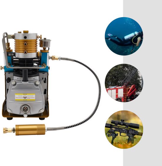 Hogedruk Luchtpomp Elektrisch - 1,8 kW Vermogen - 220V Spanning - Koper Staal Aluminium Rubber - Werkplaats Compressor — afbeelding 5
