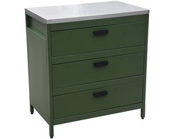 sweeek - Buitenkeukenmodule met 3 lades staal 80x51x87,5cm - naxos