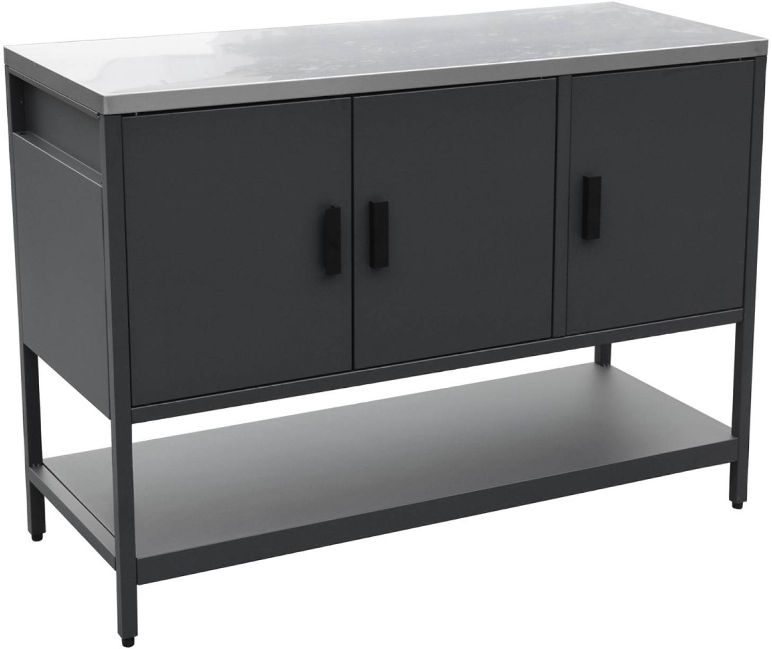 sweeek - Buitenkeukenmodule met 3 deuren en 1 plank staal 120x51x87,5 cm - naxos