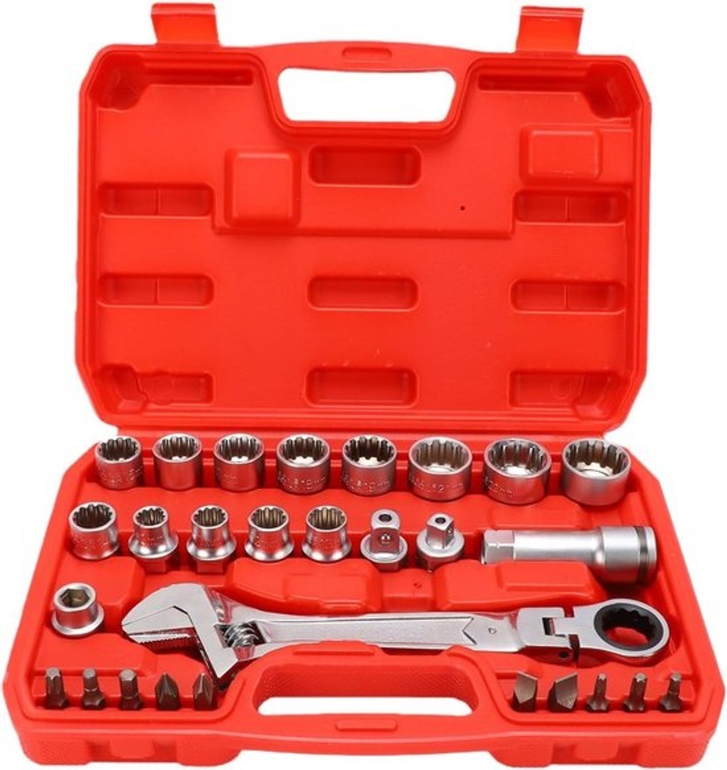 Doorsteekdoppenset 28 Delig - Rateldoppen Set - Moeren Losdraaien - Doorsteek Ontwerp - 3/8 1/2 Inch