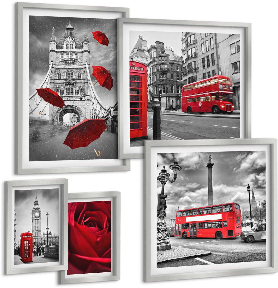 Coloray 5-Delige Schilderij Set - Esthetisch Aantrekkelijke Ginkgobladeren Op Een Lichte Achtergrond. - 20 x 30 cm - Decoratieve Schilderijen - Woonkamer - Interieur - Wanddecoratie