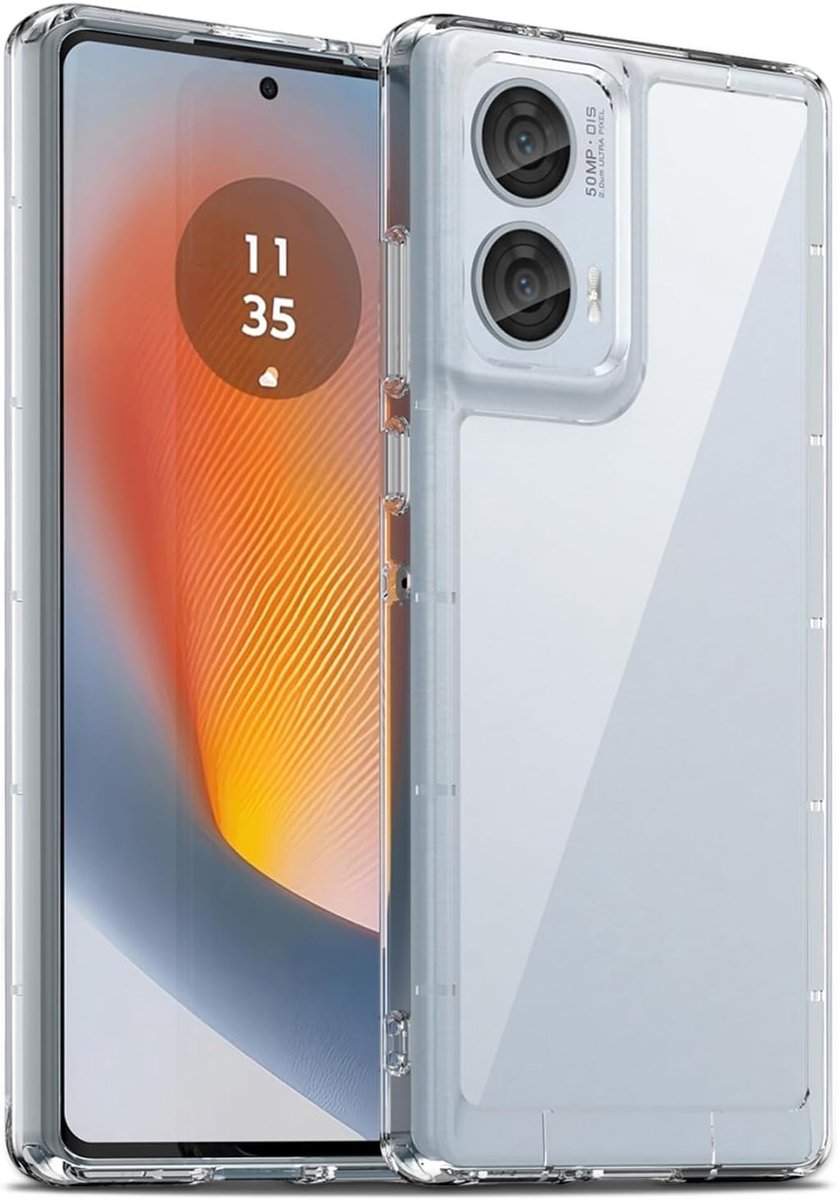 Hoesje voor Motorola Edge 50 Fusion, Militaire Valbescherming, Anti-Geel, Ultradun Schokbestendig Hoes met Harde PC Achterkant en Krasbestendig Case, Transparant
