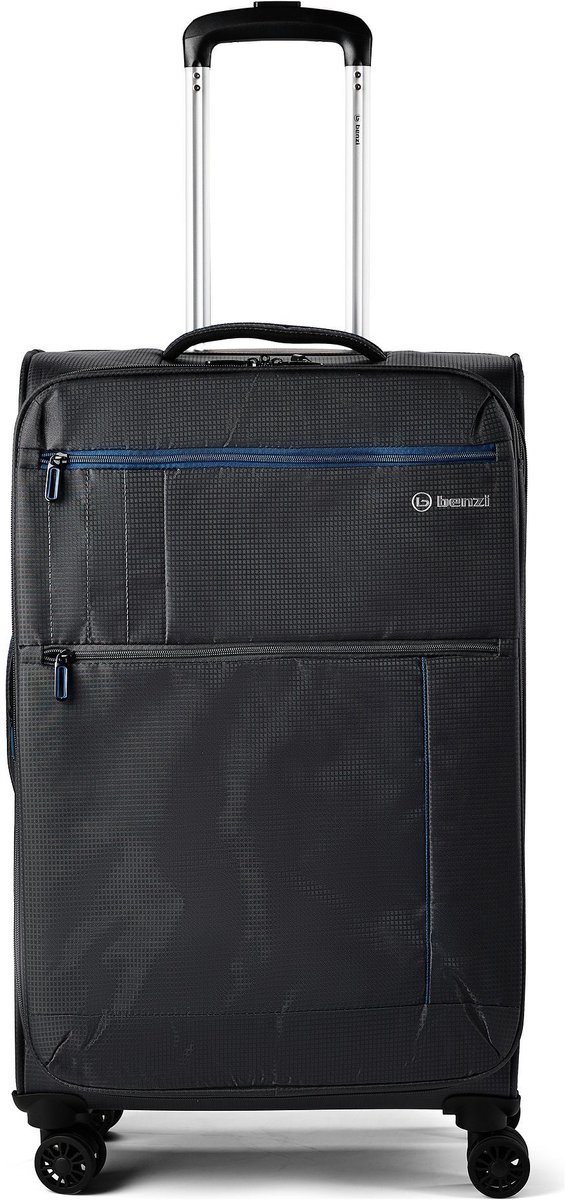 Benzi 5825 4 wielen Trolley M 67 cm met uitbreidingsplooi - Zachte bagage - Slot met sleutel - grau