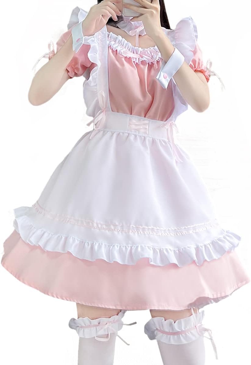 Dress Coplay Anime Outfit French Maid Halloween Kostuum Inclusief Jurk Hoofddeksels Schort Manchetring Beenring