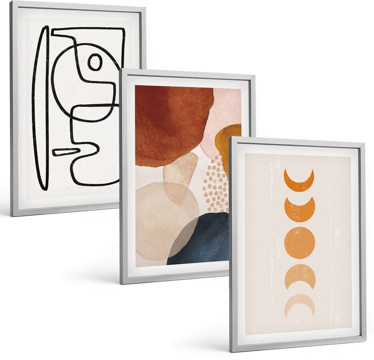 Coloray 3-Delige Schilderij Set - Abstracte Vormen En Kleuren, Modieuze Decoraties - 40 x 60 cm - Wanddecoratie - Moderne Interieurdecoratie - Decoratieve Schilderijen