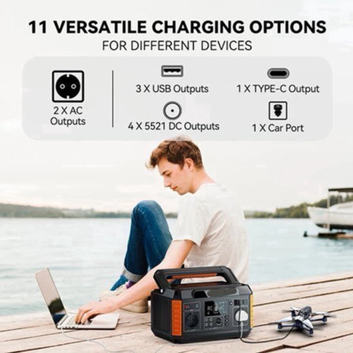 Powerstation – Draagbare Accu – Mobiele Energiebron – Outdoor Stroomvoorziening – 520Wh Capaciteit – Usb-C Snellader
